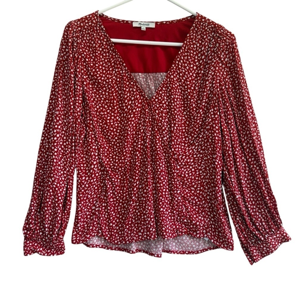Madewell Kinston Wrap Top in Park Picnic. - Picture 2 of 11